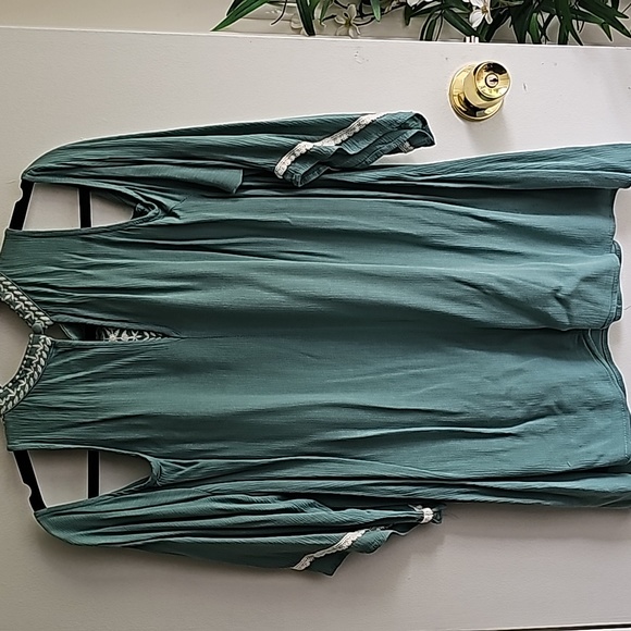 🟡XHILARATION Cold-Shoulder Tunic (Teal, L) - Picture 11 of 11